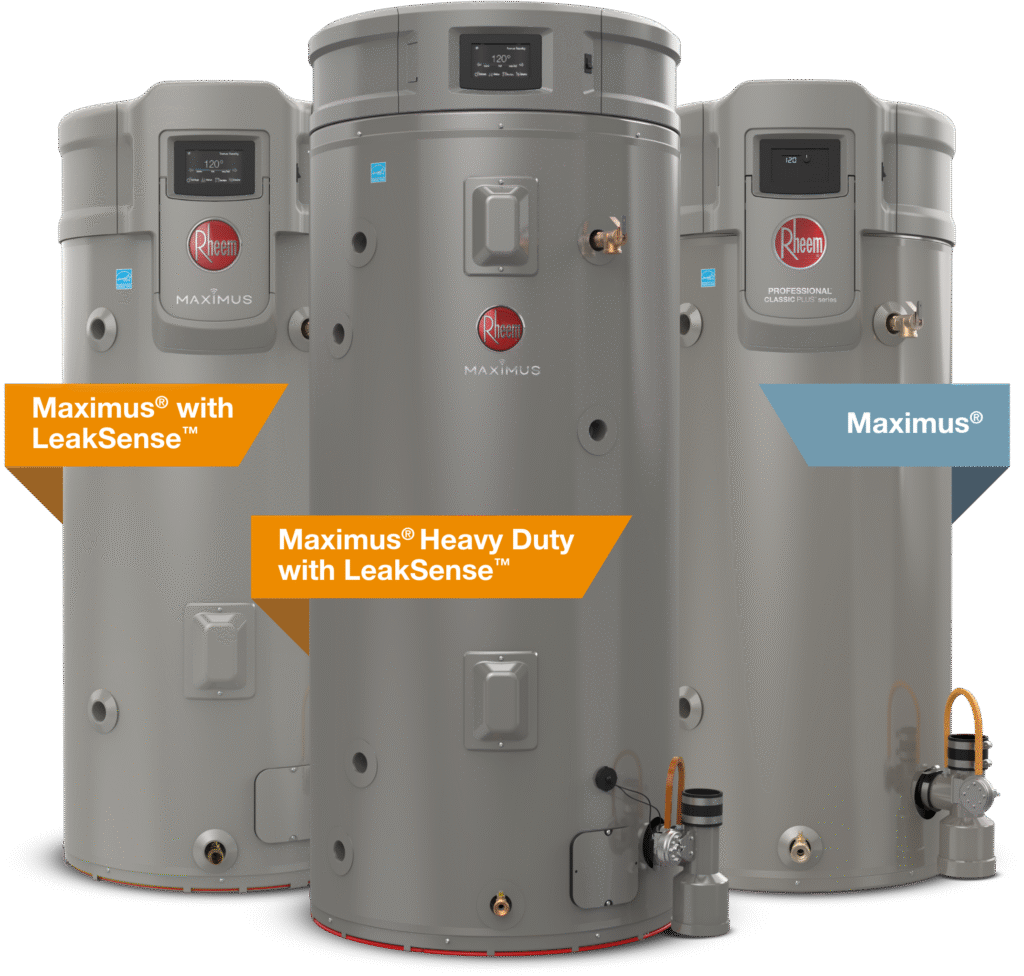 Rheem Professional Prestige Maximus Super High Efficiency Condensing Gas Water Heater – energy-efficient gas water heater for homes and light commercial use, available from EINSPOT Solutions Nig. Ltd, the official Rheem distributor for Nigeria and West Africa.